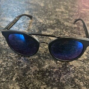 Stylish Black Sunglasses with Blue Lenses